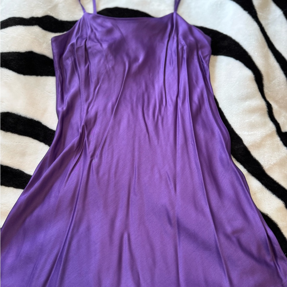 Feather Embellished Elegant Purple Sheer Dress with second piece under dress - Picture 8 of 15